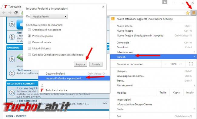 Importare preferiti Firefox Chrome Microsoft Edge