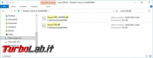 Impossibile avviare programma perché MSVCR100.dll non è presente computer - Come risolvere l’errore Msvcr100.dll mancante Windows 10 64 Bit