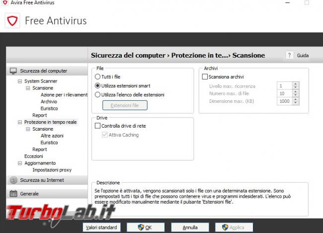 Impostazioni Avira Free: come configurarlo meglio bilanciare protezione performance - Utilizza estensioni smart