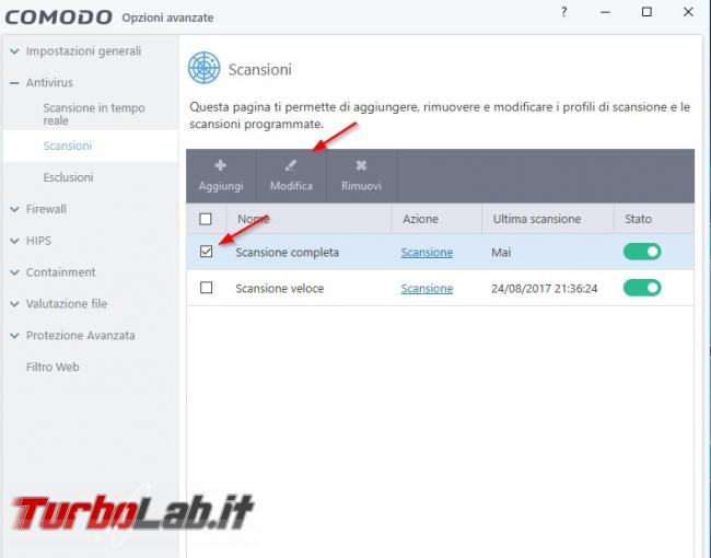 Impostazioni COMODO Internet Security: come configurarlo meglio - Scansione completa COMODO