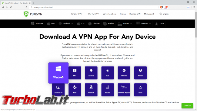 Impressioni prova PureVPN: velocità sicurezza buon servizio VPN anonimo, BitTorrent