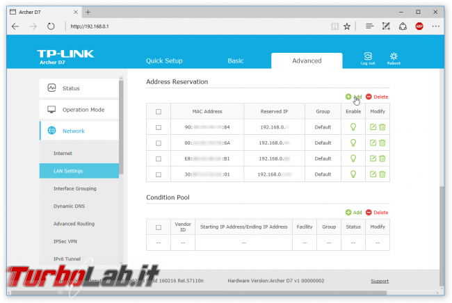 Indirizzo IP MAC Binding: come fare modo PC rete locale (LAN) ottenga sempre stesso IP locale modem/router - router tp-link lista ip riservati mac