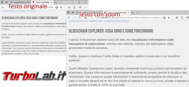 Ingrandire caratteri / testi schermo Windows 10: come fare? - zoom microsoft edge