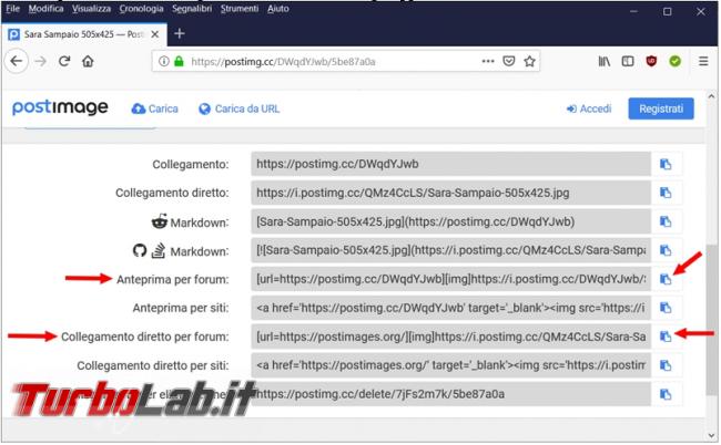 Inserire dati immagini forum TurboLab.it