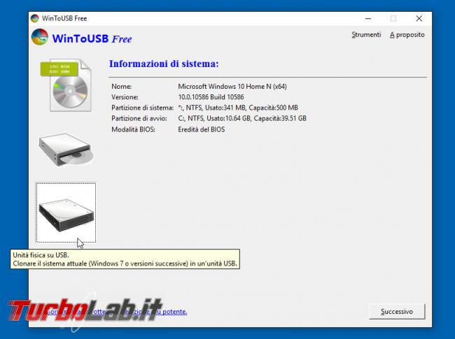 Installare Windows &quot;Live&quot; chiavetta USB, avviabile ogni computer: guida WinToUSB