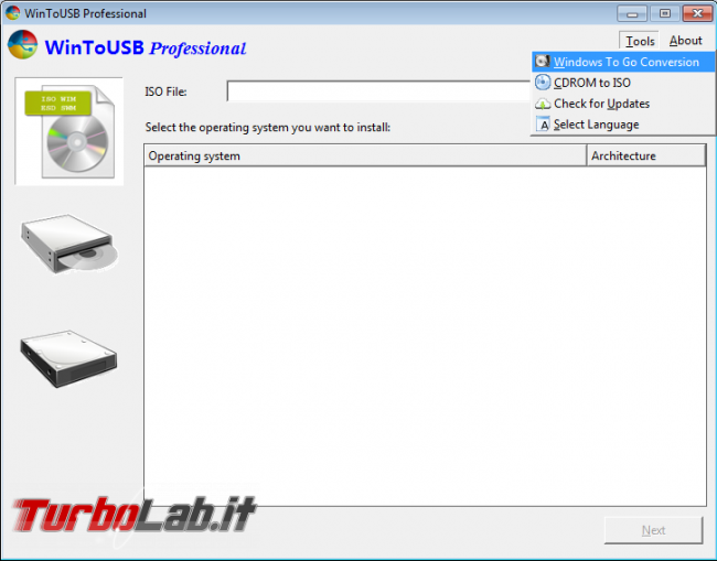 Installare Windows &quot;Live&quot; chiavetta USB, avviabile ogni computer: guida WinToUSB - ToolsWTGConversion