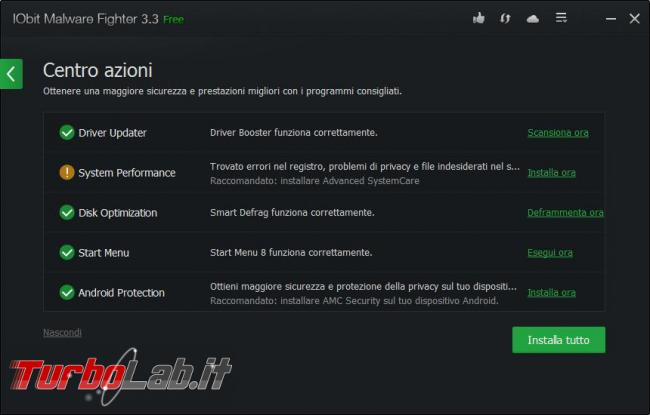 IObit Malware Fighter messo prova TurboLab.it