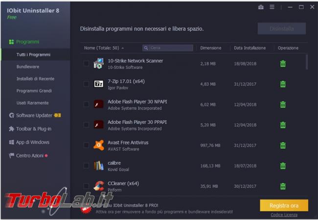 IObit Uninstaller 8 ripulisce fondo sistema operativo programmi non necessari tracce rimaste