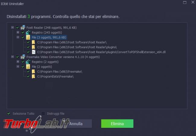 IObit Uninstaller 8 ripulisce fondo sistema operativo programmi non necessari tracce rimaste