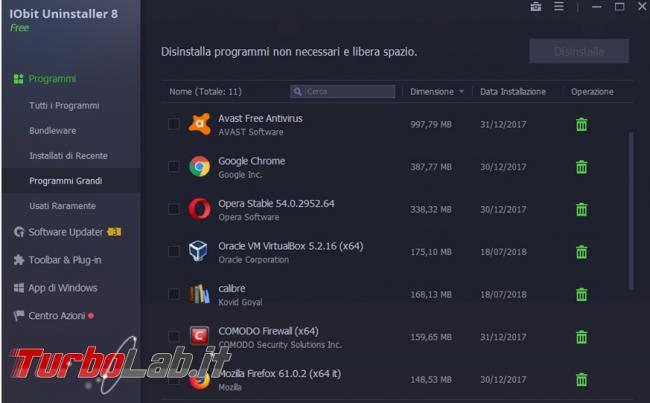 IObit Uninstaller 8 ripulisce fondo sistema operativo programmi non necessari tracce rimaste