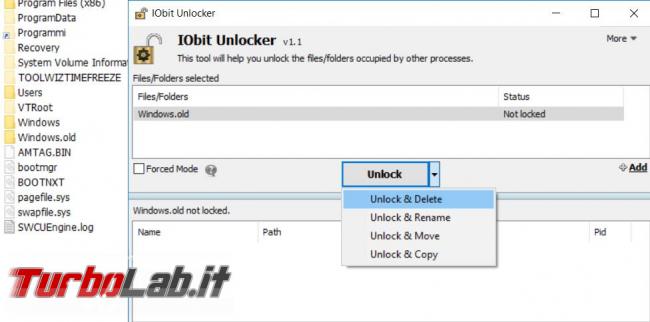 Iobit Unlocker elimina tutti file cartelle non si lasciano cancellare