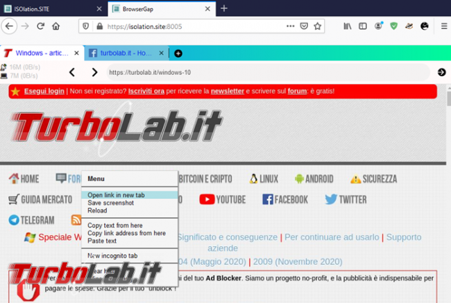 Isolation.site permette verificare link sospetti browser remoto