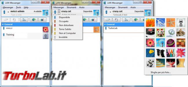 LAN Messenger puoi inviare messaggi, file creare chat rete