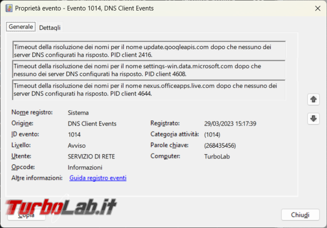 L’ID evento 1014 disconnessioni rete, come analizzarle provare risolverle