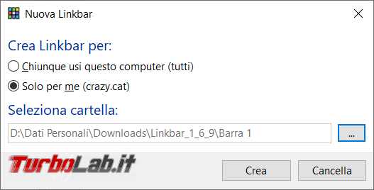 Linkbar crea barre strumenti aggiuntive desktop