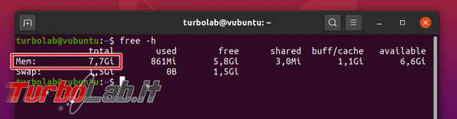 Linux (Ubuntu 20.04): come vedere quanta memoria RAM ha PC ( linea comando)