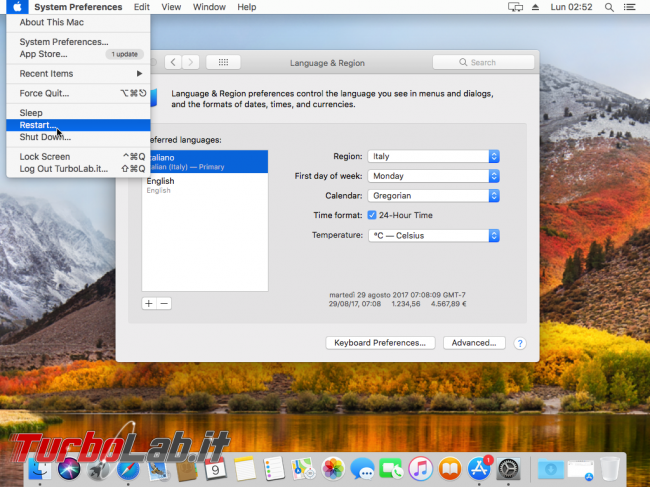 Mac italiano: come tradurre interfaccia macOS 11 - VirtualBox_macOS_09_10_2017_11_52_09