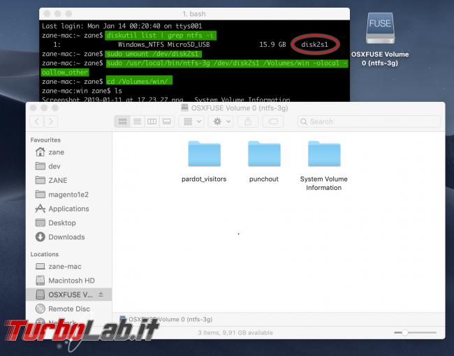 Mac NTFS: come scrivere chiavette USB Windows macOS - macos ntfs-3g mount