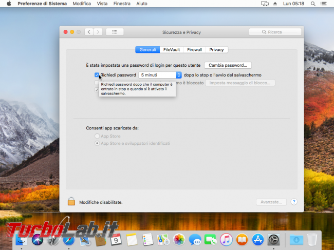 macOS Big Sur: come disattivare blocco automatico schermo (richiesta password) quando Mac non viene usato (inattività) - VirtualBox_macOS_09_10_2017_14_18_26