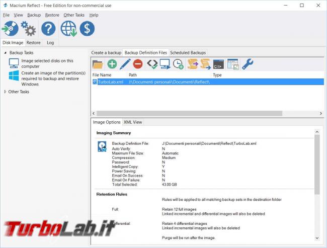 Macrium Reflect free crea ripristina immagini backup dischi fissi