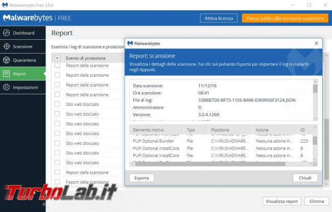 Malwarebytes 3.0 messo prova TurboLab.it