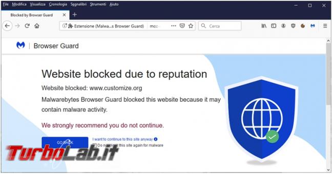 Malwarebytes Browser Extension blocca pubblicità siti pericolosi