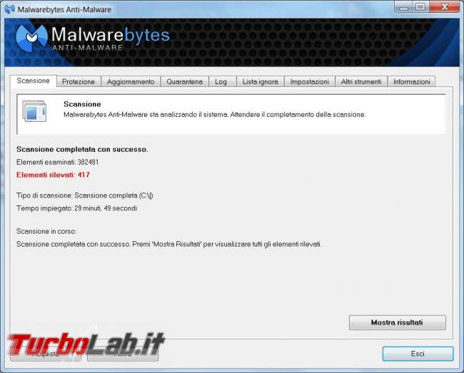 Malwarebytes elimina malware computer