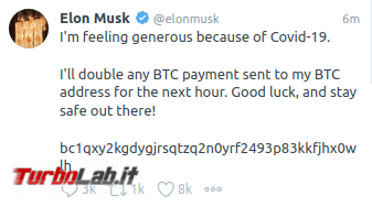 Mandami bitcoin li raddoppierò: offerte truffaldine account Twitter violati - elonmusk2020-07-15 22-23-26