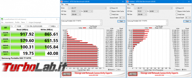 Memoria esterna Samsung SSD T7: Recensione, prova pratica, test velocità (disco SSD esterno USB PC smartphone Android) - Samsung Portable SSD T7 NTFS