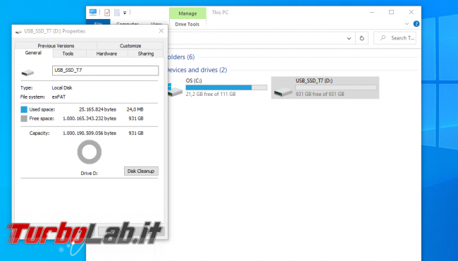 Memoria esterna Samsung SSD T7: Recensione, prova pratica, test velocità (disco SSD esterno USB PC smartphone Android) - screen_xps_1607850030