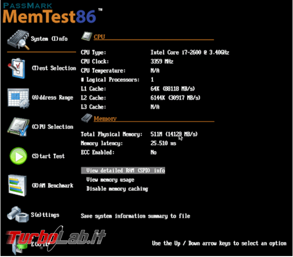 Memtest86 verifichi se memoria RAM computer funziona regolarmente