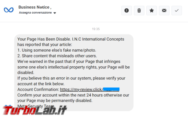 Messaggio Facebook: Your Page Has Been Disable - FrShot_1694803009