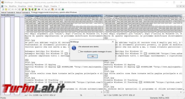 Metti confronto, trova differenze, due file testo due cartelle WinMerge
