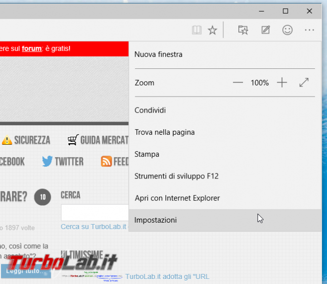 Microsoft Edge: guida novità browser Windows 10 - project spartan 02 impostazioni