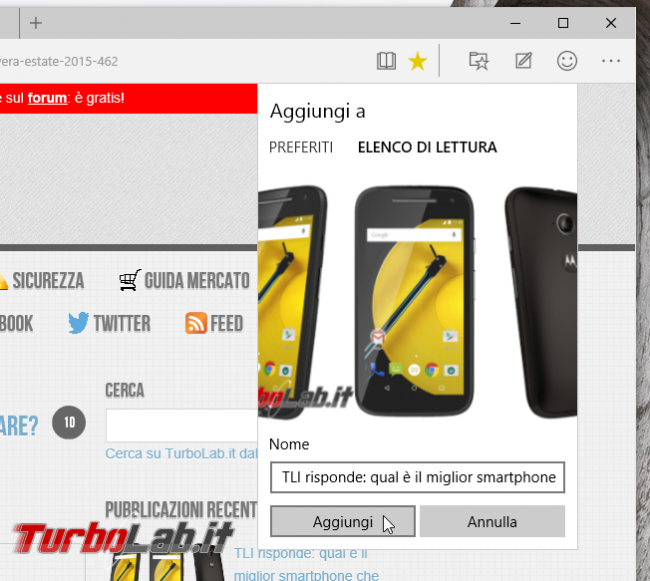 Microsoft Edge: guida novità browser Windows 10 - project spartan 06 aggiungi elenco lettura
