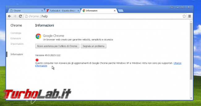 miglior browser Windows XP: quali alternative Google Chrome? - chrome 49 windows xp fine supporto