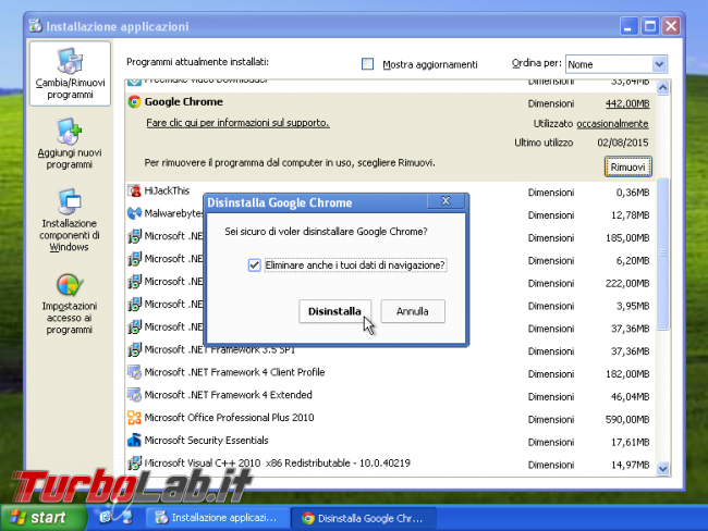 miglior browser Windows XP: quali alternative Google Chrome? - disinstalla chrome per windows xp