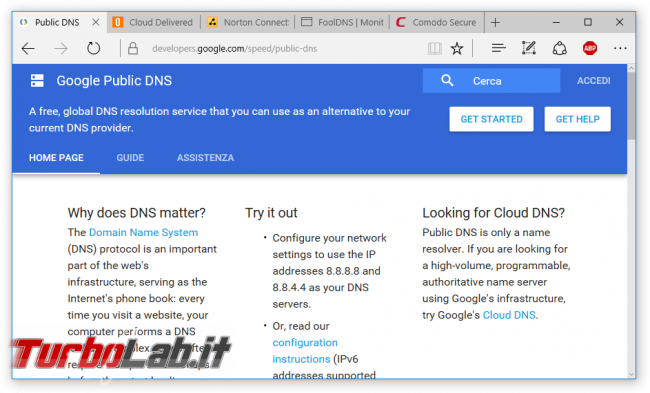 migliori server DNS alternativi navigare velocemente sbloccare siti censurati - google public dns