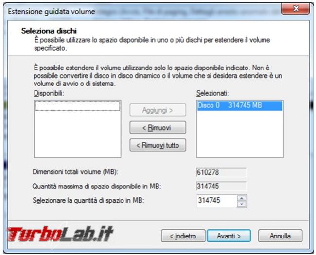 Modificare dimensioni partizioni Windows 7 8