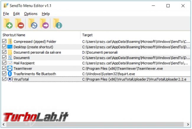 Modificare menu invia Windows