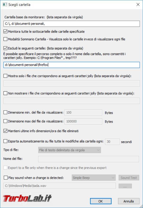Monitorare cambiamenti file cartelle disco fisso