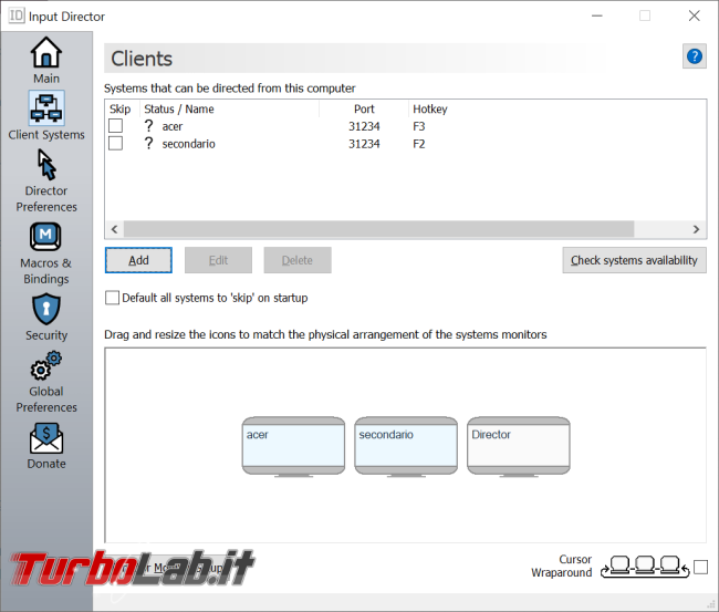 Mouse tastiera come periferiche rete: Input Director
