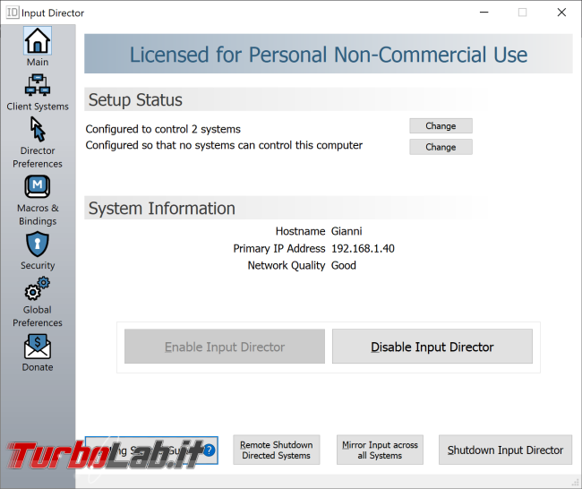 Mouse tastiera come periferiche rete: Input Director - input_director_status