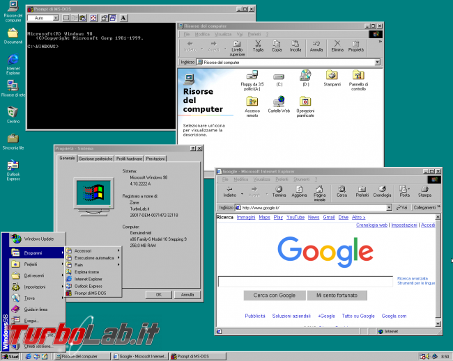 MS-DOS oggi: storia completa Windows - windows 98 desktop