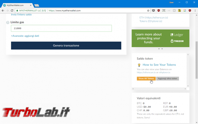 MyEtherWallet, Load all tokens: come caricare/mostrare TUTTI token colpo solo (video)