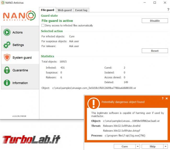 Nano antivirus messo prova TurboLab.it