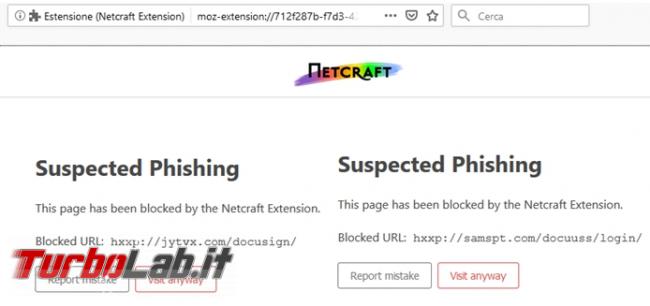 Netcraft Anti-Phishing l’estensione protegge browser siti pericolosi