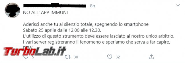 NO ALL' APP IMMUNI. Aderisci tu silenzio totale, spegnendo smartphone Sabato 25 aprile 12.00 12.30 - FrShot_1587795465