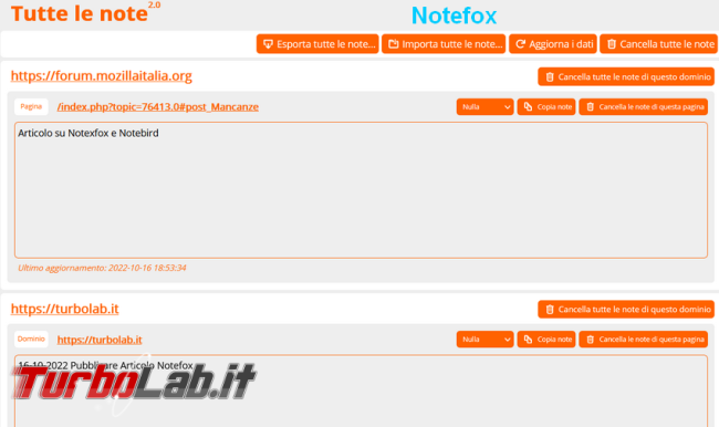 Notefox Notebird, estensioni Firefox Thunderbird prendere appunti