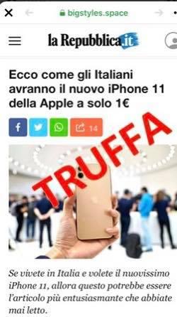 Nuovo iPhone 11 solo 1€: non è &quot; Repubblica.it&quot; - 118600127_1718306578331016_1781801983556831856_n